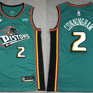 Men's Detroit Pistons #2 Cade Cunningham Blue With No.6 Patch Stitched Jersey