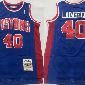Men's Detroit Pistons #40 Bill Laimbeer Blue 1988-89 Stitched Jersey