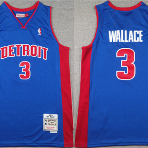 Men's Detroit Pistons #3 Ben Wallace Blue Throwback Stitched Jersey