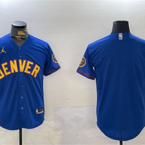 Men's Denver Nuggets Blank Blue With Patch Stitched Jersey