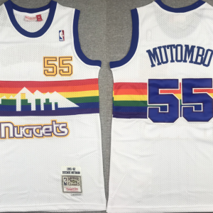 NBA Denver Nuggets #55 Dikembe Mutombo White Jersey