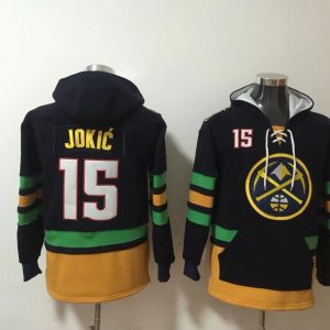 NBA Denver Nuggets #15 Nikola Jokic Black Ageless Must-Have Lace-Up Pullover Hoodie