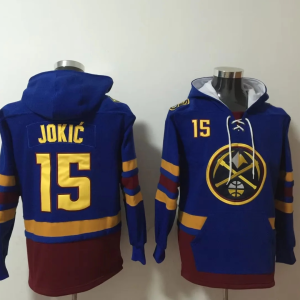 NBA Denver Nuggets #15 Nikola Jokic Blue Ageless Must-Have Lace-Up Pullover Hoodie