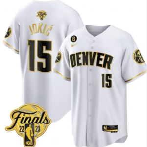 NBA Denver Nuggets #15 Nikola Jokic White With No.6 Patch Stitched Jersey