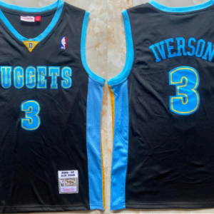 NBA Denver Nuggets #3 Iverson Black Throwback Jersey