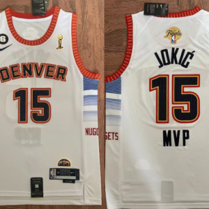 NBA Denver Nuggets #15 Nikola Jokic White 2023 Finals Champions Icon Edition Stitched Jersey