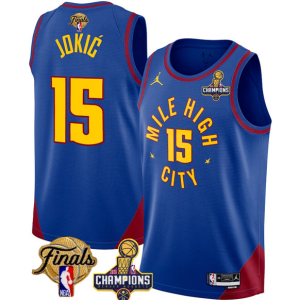 NBA Denver Nuggets #15 Nikola Jokic Blue 2023 Nuggets Champions Patch And Finals Jersey