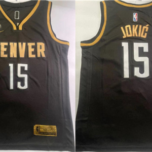 NBA Denver Nuggets #15 Nikola Jokic Black With NO.6 Patch Stitched Jersey