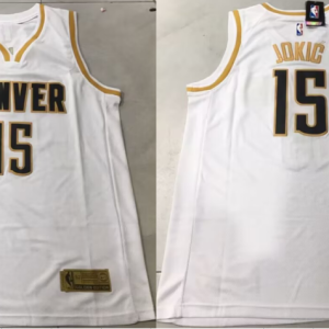NBA Denver Nuggets #15 Nikola Jokic White With NO.6 Patch Stitched Jersey