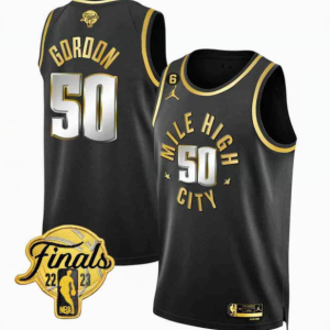 NBA Denver Nuggets #50 Aaron Gordon Black Statement Edition 2023 Finals Collection With NO.6 Patch Jersey