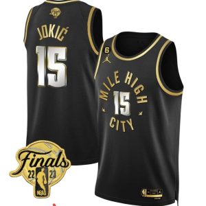 NBA Denver Nuggets #15 Nikola Jokic Black Statement Edition 2023 Finals Collection With NO.6 Patch Jersey