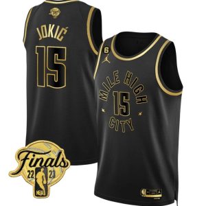 NBA Denver Nuggets #15 Nikola Jokic Black Statement Edition 2023 Finals Collection With NO.6 Patch Jersey