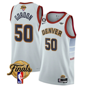 NBA Denver Nuggets #50 Aaron Gordon White 2023 Finals Icon Edition With NO.6 Patch Stitched Jersey