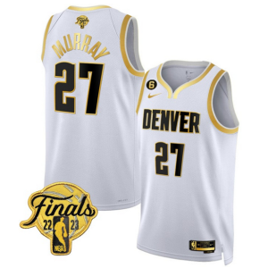 NBA Denver Nuggets #27 Jamal Murray White 2023 Finals Collection With NO.6 Patch Jersey