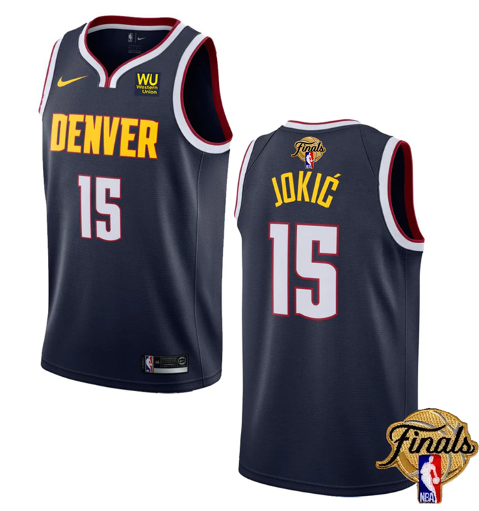 NBA Denver Nuggets #15 Nikola Jokic Navy 2023 Finals Icon Edition Stitched Basketball Jersey