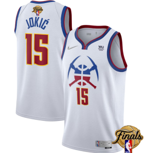 NBA Denver Nuggets #15 Nikola Jokic White 2023 Finals Earned Edition Stitched Jersey