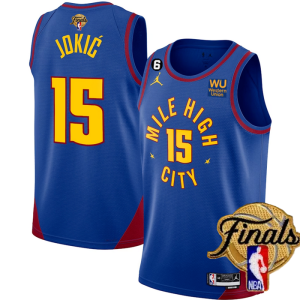 NBA Denver Nuggets #15 Nikola Jokic Blue 2023 Finals Statement Edition With NO.6 Jersey
