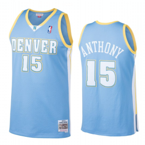 NBA Denver Nuggets #15 Carmelo Anthony Light Blue Hardwood Classics Jersey