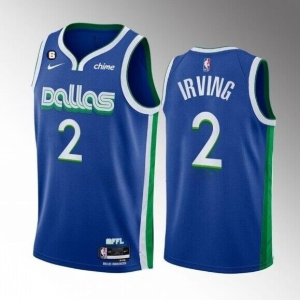 NBA Dallas Mavericks #2 Kyrie Irving Blue 2022/23 City Edition With NO.6 Patch Jersey