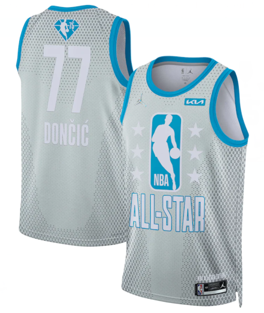 NBA Dallas Mavericks #77 Luka Doncic 2022 All-Star #6 Lebron James Grey Jersey