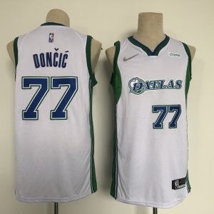NBA Dallas Mavericks #77 Luka Doncic 75th Anniversary White City Edition Jersey