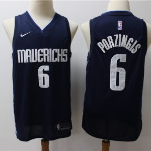 NBA Dallas Mavericks # #6 Kristaps Porzingis Navy Blue Jersey