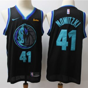 NBA Dallas Mavericks #41 Nowitzki Black Nike Jersey