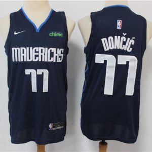 NBA Mavericks 77 Luka Doncic Navy Blue Nike Men Jersey