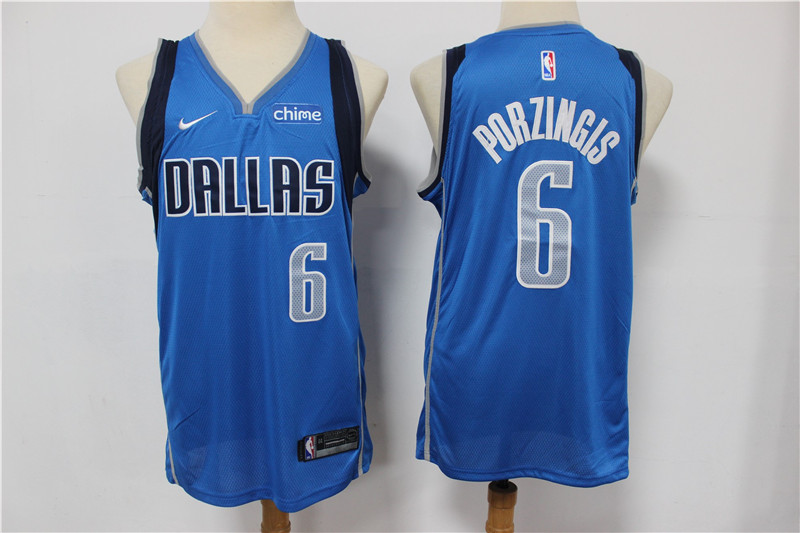 NBA Dallas Mavericks # #6 Kristaps Porzingis Blue Jersey