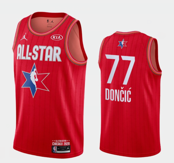 Men's NBA Dallas Mavericks #77 Luka Doncic Red 2020 All-Star Stitched Jersey