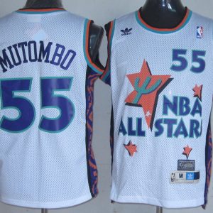 NBA 1995 All Star Denver Nuggets #55 Dikembe Mutombo White Jersey