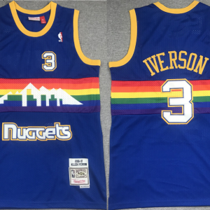 Adidas Denver Nuggets #3 Iverson Blue Throwback Jersey