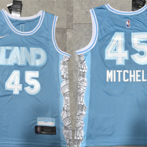 Men's Cleveland Cavaliers #45 Donovan Mitchell Light Blue 2024 City Edition Stitched Jersey