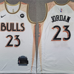 Men's Chicago Bulls #23 Michael Jordan White 2024 City Edition Stitched Basketball Jersey
