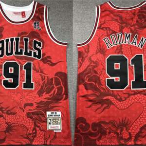 Men's Chicago Bulls #91 Dennis Rodman Red 1997-98 Throwback Stitched Basketball Jersey