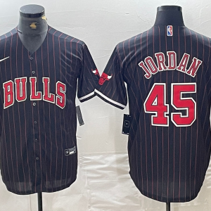NBA Chicago Bulls #45 Jordan Black Baseball Jersey