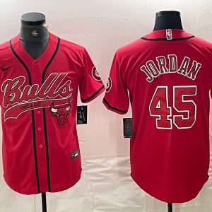 NBA Chicago Bulls #45 Jordan Red Baseball Jersey