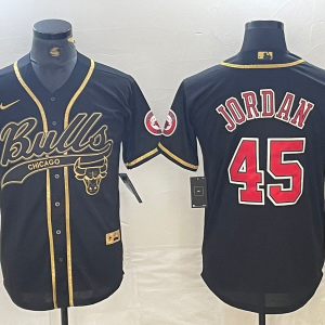 NBA Chicago Bulls #45 Jordan Black Baseball Jersey
