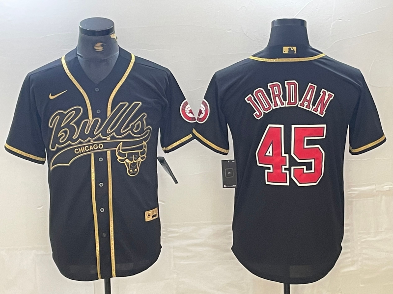 NBA Chicago Bulls #45 Jordan Black Baseball Jersey