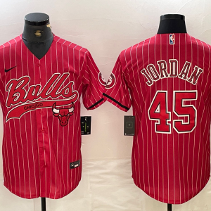 NBA Chicago Bulls #45 Jordan Red Baseball Jersey