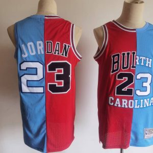 NBA Chicago Bulls/North Carolina #23 Michael Jordan Red/Blue Splite Jersey