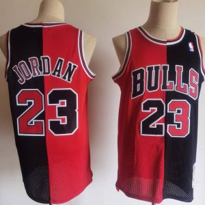 NBA Chicago Bulls #23 Michael Jordan Red/Black Splite Jersey