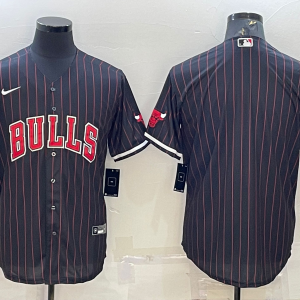 NBA Chicago Bulls Blank Black Baseball Jersey