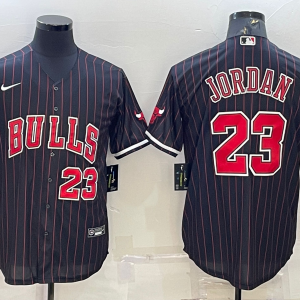 NBA Chicago Bulls #23 Michael Jordan Black Baseball Jersey