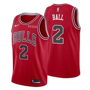MLB Chicago Bulls #2 Lonzo Red White Association Edition Swingman Jersey