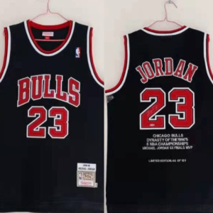 NBA Chicago Bulls #23 Michael Jordan 1995-98 Black Three Champions Jersey