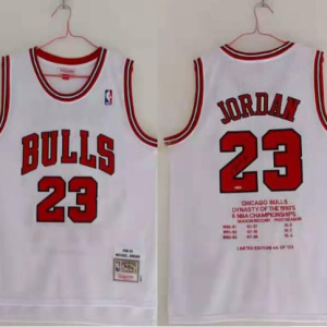 NBA Chicago Bulls #23 Michael Jordan 1995-98 White Three Champions Jersey