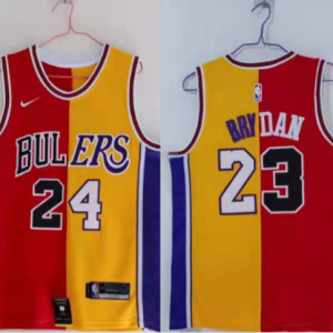 NBA Bulls & Lakers Kobe Jordan Split Red/Yellow Jersey