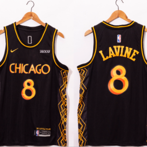 NBA Chicago Bulls #8 Zach Lavine Black Motor City Edition No Little Plans Jersey