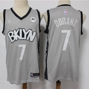 NBA Brooklyn Nets #7 Kevin Durant Light Grey Jersey